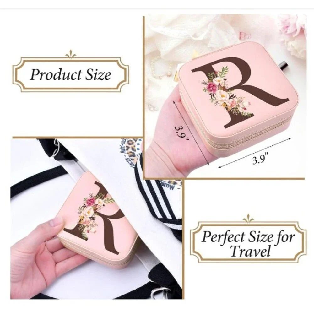 Christmas Gifts for Mom Initial Travel Jewelry Case Jewelry Box Jewelry Organize